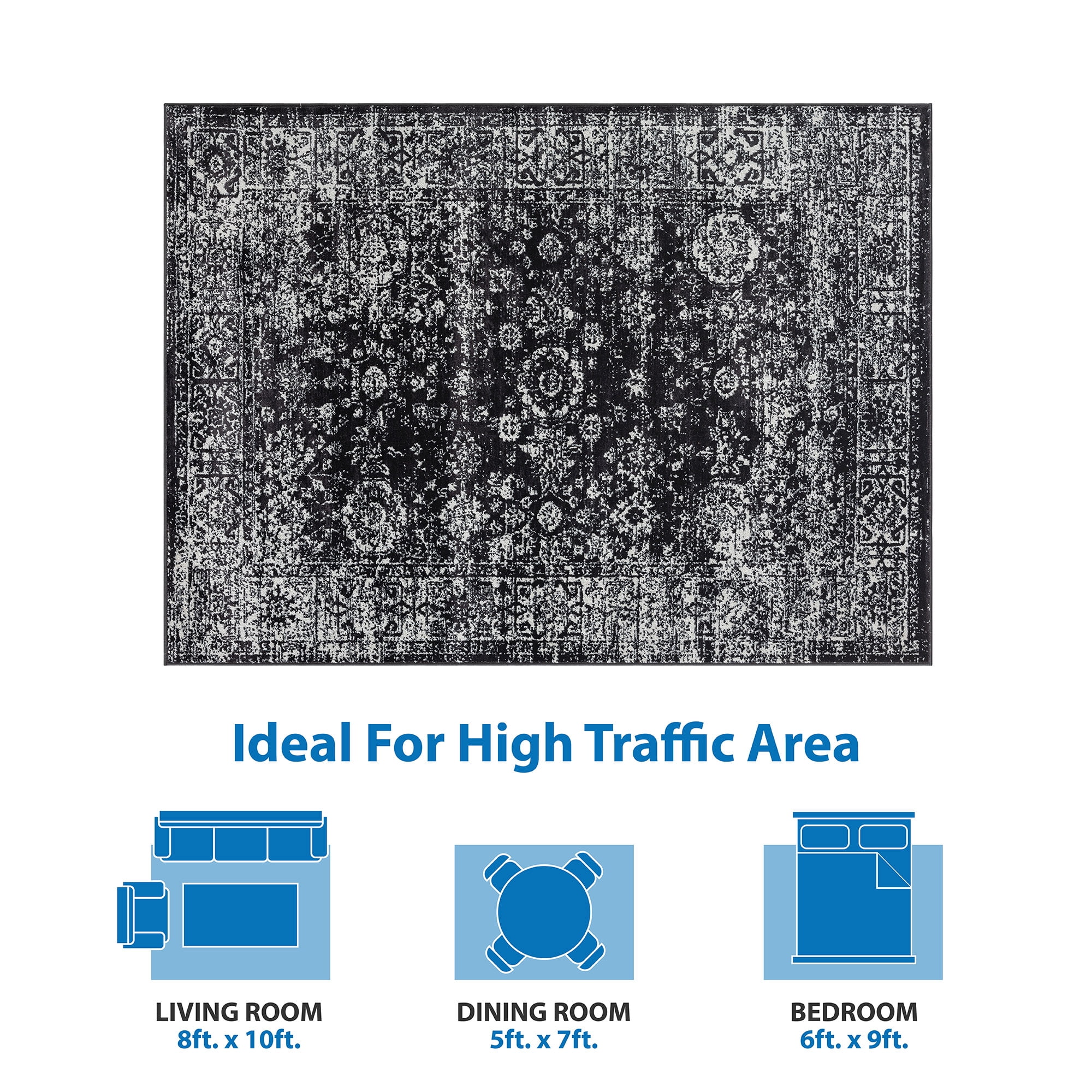 MAYEERTY 8'x10' Vintage Persian Woven Area Rug for Living Room Bedroom