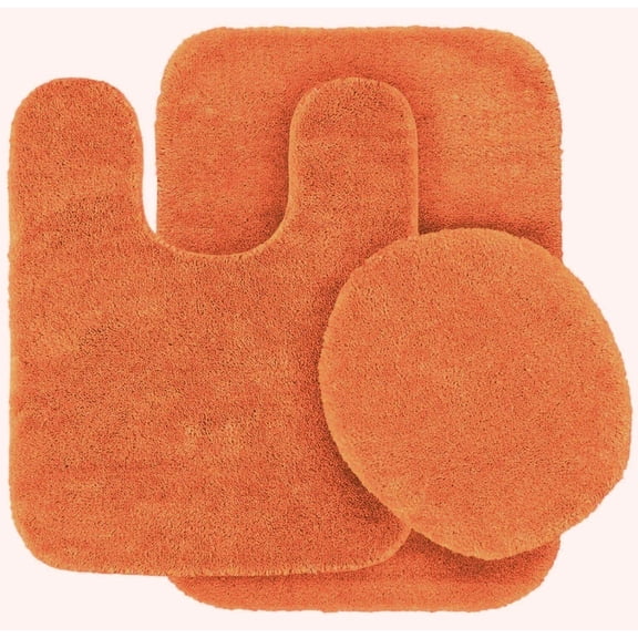 SAMIMPORT-2011 Ultra Plush Soft Comfort Orange Polyester Bath Rug Set, 19" x 30", Anti-Slip 3 Count
