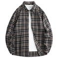 thumbnail image 2 of Mens Casual Manga Corta Botón Abajo Camisas Vintage Comprobar Collar de Solapa Manga Larga Moda Superior, Blusa Elegante, 2 of 5