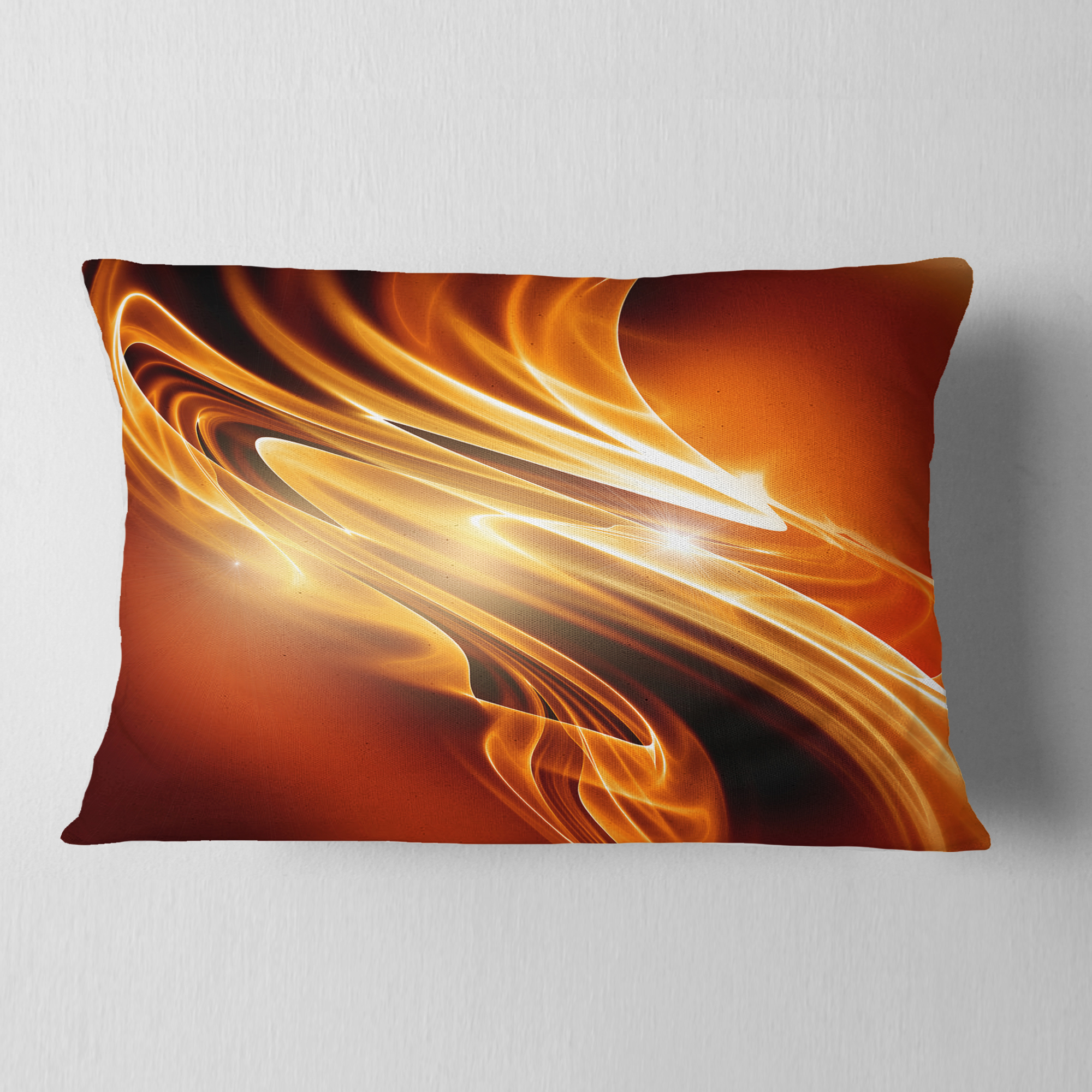 Designart Golden Abstract Fractal Design - Abstract Throw Pillow - 12x20