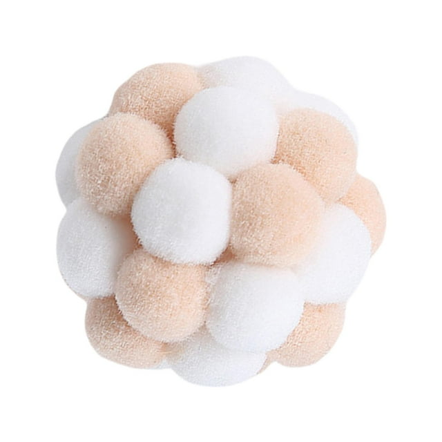 Juguetes interactivos para gatos, pelotas de juguete para gatos, pelotas suaves que chirrían, campanas incorporadas para gatitos Marrón claro blanco