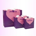 thumbnail image 3 of Bolsas de regalo de papel con forma de corazón y asas, ideales para compras, fiestas de cumpleaños, 22 x 17 x 10 cm (morado/color del asa al azar)., 3 of 6