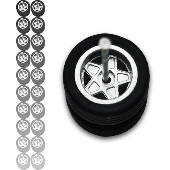 Hot 1/64 Wheels for Diecast Model Cars Truck (Silver, 10 Sets / 1 Box), Sporty, JDM, Muscle, Off-Road Style Miniature Modified Accessories
