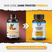 TrueMed Moringa & Turmeric Curcumin Supplement with BioPerine, 1100 mg, 95% Curcuminoids, 120 Vegan Capsules for Daily Wellness, Joint & Digestive Support