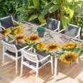 thumbnail image 2 of Sunflower Table Cloths for 8 Foot Rectangle Tables, Yellow Flowers Summer Botanical Wooden Patio Waterproof Elastic Fitted Tablecloths, Washable Rectangular Table Cover for Camping, 2 of 8