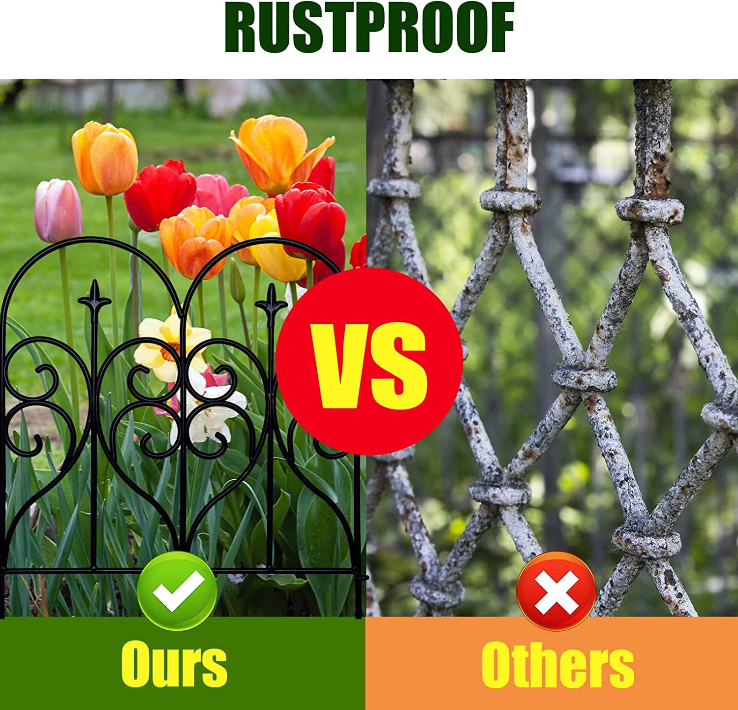 Decorative Garden Fence 32 in High x 10 ft Long Outdoor Rustproof Metal Pet Barrier for Yard  Flower Bed