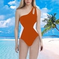 thumbnail image 2 of Baqcunre One-Shoulder Color Block Swimsuits: Women's Tummy Control & Sporty Swimwear, 1 Pc One-Piece Swimwear Orange XL, 2 of 4