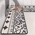 thumbnail image 2 of Kitchen Rugs Sets Of 2,Blue Geometric Flower Diamond Pattern Anti Fatigue Kitchen Mat Rugs Non Slip Washable,Decorative Kitchen Floor Mats for Kitchen,Sink,Laundry,17"x47"+17"x47", 2 of 5