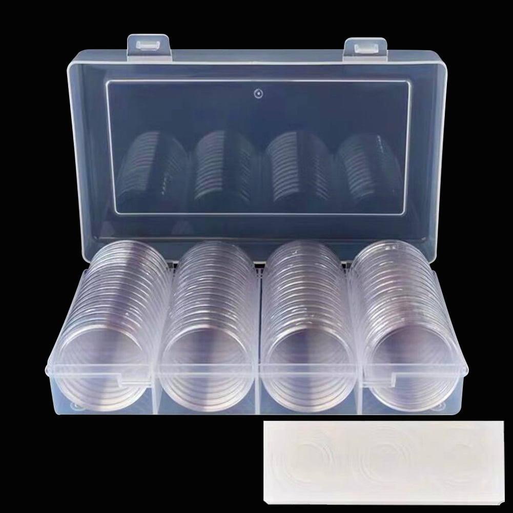 60 Pieces 41mm Coin Holder Silver Eagles Capsules Clear Plastic Storage Box For 