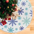 thumbnail image 5 of FMSHPON New Year Xmas Blue Tone Snowflake Xmas Christmas Tree Skirt Stand Mat for Holiday Party Decoration Indoor Outdoor 48 inches, 5 of 6