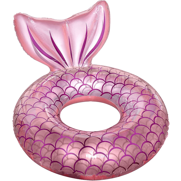 Mermaid Pool Float,Inflatable Mermaid Swimming Ring Floating Bed Float Pool,Mermaid Tail Tubes Glitters Water Party Summer Beach Pool Float for Adults