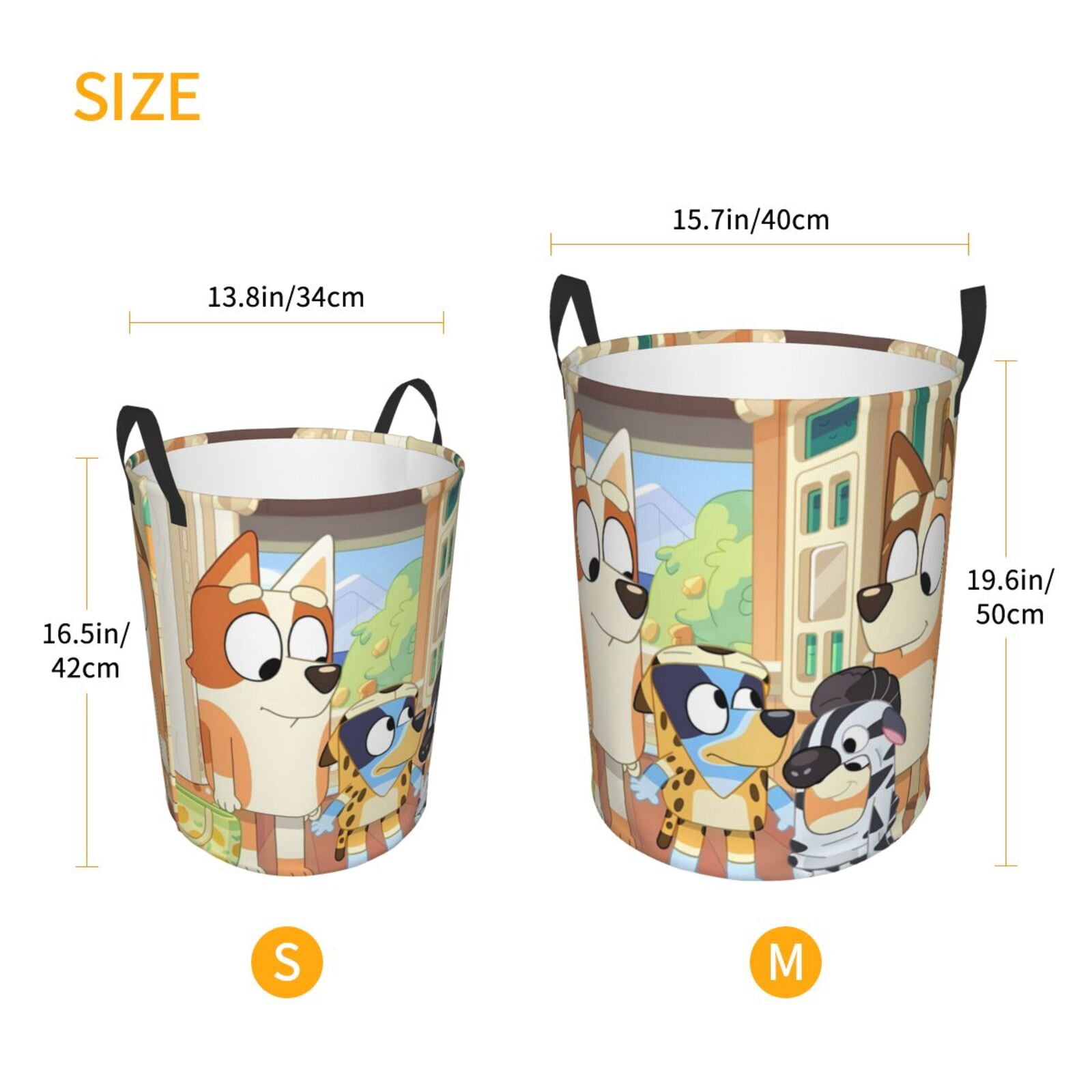 Johaoi Bluey Pattern Round Large Laundry Basket -Storage Basket - Toy Storage Basket, Perfect as Hamper, Kids Room Storage, and Toy Containment-