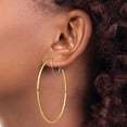 thumbnail image 3 of Primal Gold 14 Karat Two-Tone Large 2x55mm Diamond-cut Wire Polished Hoop Earrings, 3 of 4