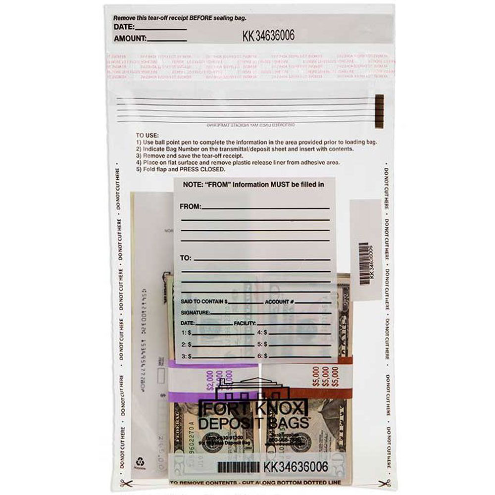 Ultima Value Deposit Bag 9Wx12H Bank Deposit Bags for Cash Pack of