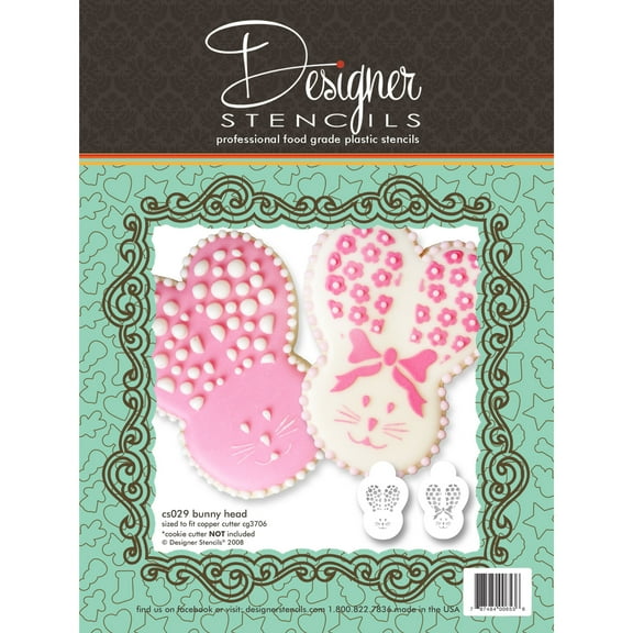 Bunny Rabbit Head Cookie Set (no cutter) by Designer Stencils