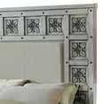 thumbnail image 4 of Benjara California King Bed with Polyresin Foliage Inlay, Antique White and Beige, 4 of 5