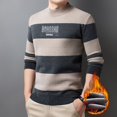 thumbnail image 5 of Suéter de hombre con forro polar de piel de hurón, cuello redondo grueso, parte superior suelta, suéter cálido de invierno para hombre, 5 of 5
