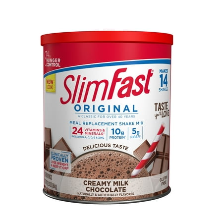 SlimFast Original Meal Replacement Shake Mix Powder, Creamy Milk Chocolate, 12.83oz, 14 servings
