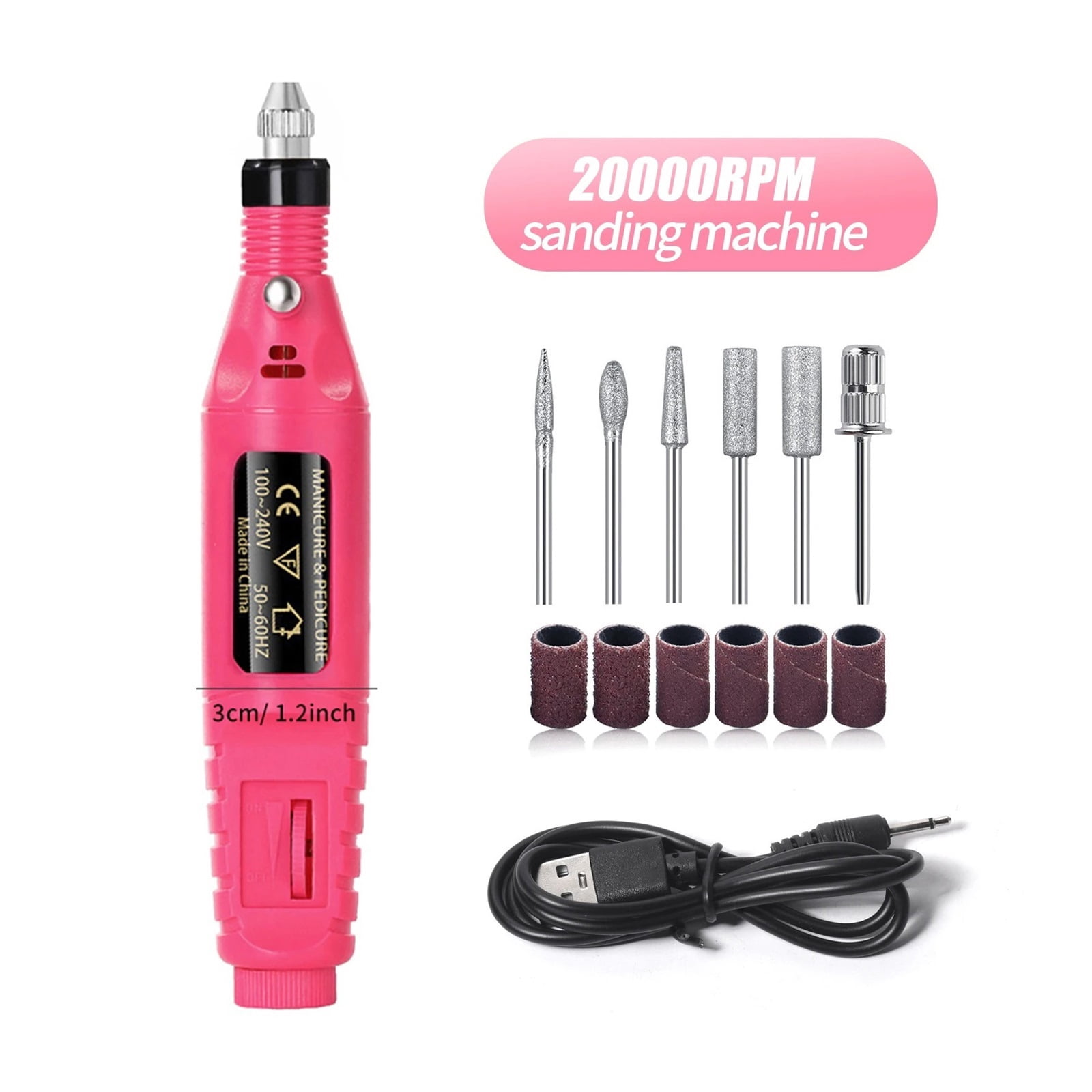 Acrylic Nail Drill Kit Electric Nail File 20000 RPM Portable Electric Nail Drill Bits Gel Remover Nail Tools