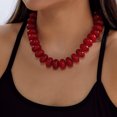 thumbnail image 4 of NICKSUN Vibrant Dopamine Color Resin Beaded Choker Necklace, Smooth Flat Round Disc Collarbone Statement Necklace, Minimalist Summer Vacation Stackable Jewelry, 4 of 8