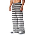 thumbnail image 4 of LTTVQM Men's Striped Wide Leg Pants Beach Horizontal Stripe Elastic Drawstring Waist Big Side Storage Pockets Athletic Full Length Pants White L, 4 of 7