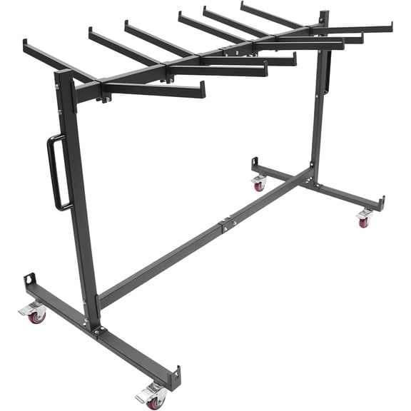 Folding Table Cart with Universal Wheels, Adjustable Spacing Q235 Steel Table Trolley Folding Chair and Table Storage Rack for 42 Folding Tables (33.85 x 72.04 x 44.88in)
