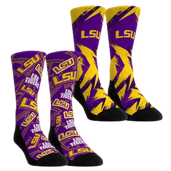 Unisex-Rock Em Socks LSU Tigers Game Day Two-Pack Crew Socks Set