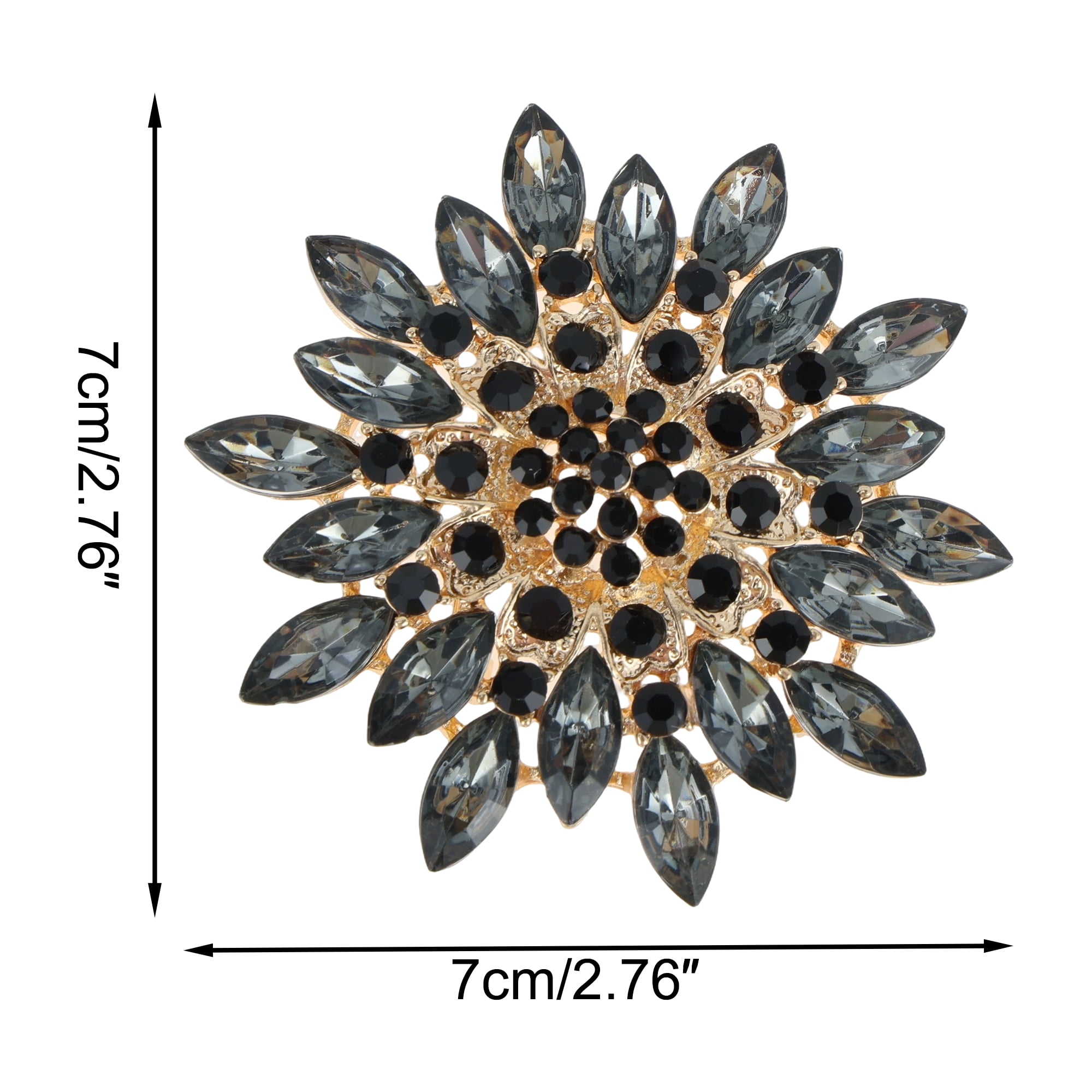 Unique Bargains Faux Crystal Ice Flower Rhinestone Brooch for Fashion Accessories Gray