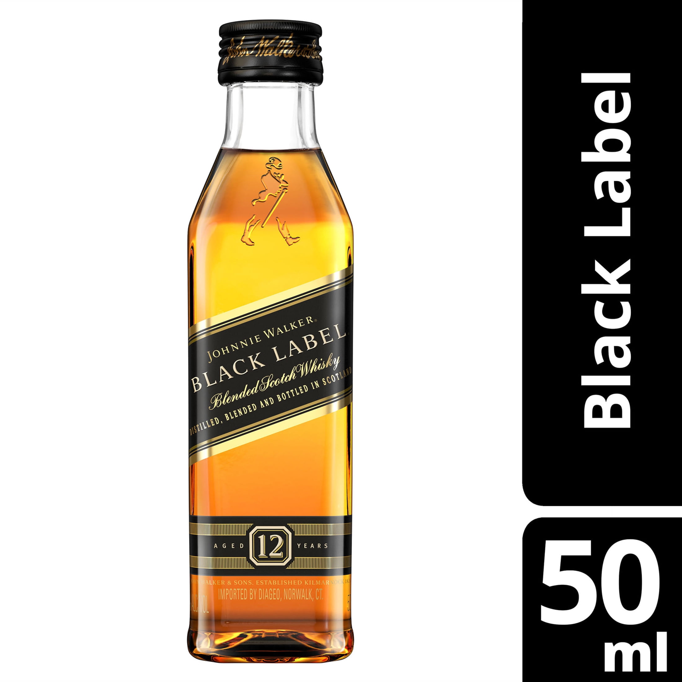 Johnnie Walker Black Label Blended Scotch Whisky, 50mL - Walmart.com