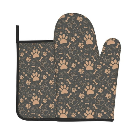 

Gaeub Animal Paw Print Oven Mitts and Pot Holders Sets of 2 Heat Resistant Pad Cooking Gloves for Baking BBQ Home Decor