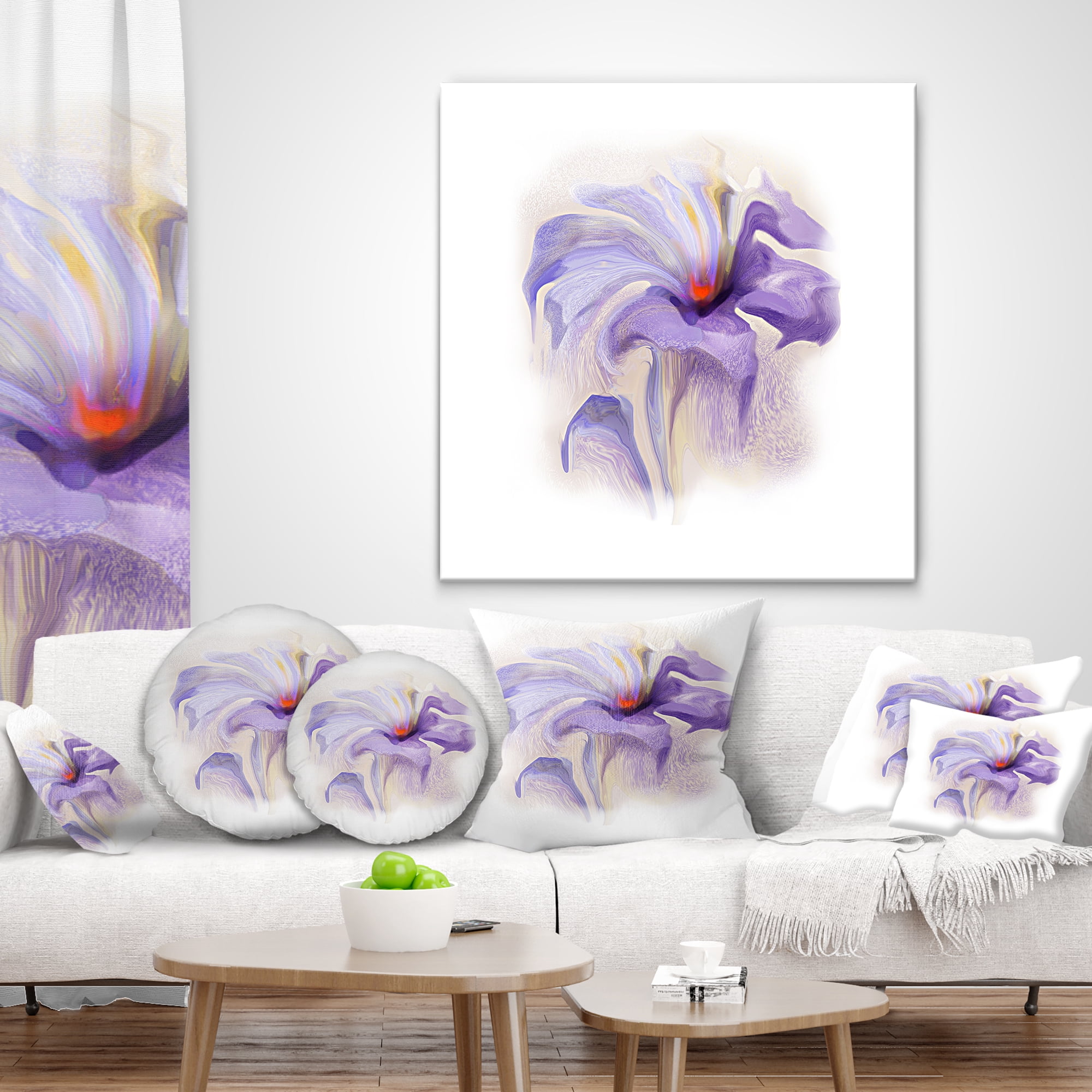 Designart Purple Flower Watercolor Illustration - Animal Throw Pillow - 18x18