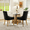 Black, variant on Gewnee Set of 2 Side Dining Chairs, Fabric Upholstered High Back Dining Table Chairs with Solid Wood Legs for Dining Room & Kitchen, Black Leopard Print