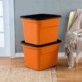 thumbnail image 5 of Sterilite 18 Gallon Orange Plastic Storage Container Bin Tote with Lid (8 Pack), 5 of 6