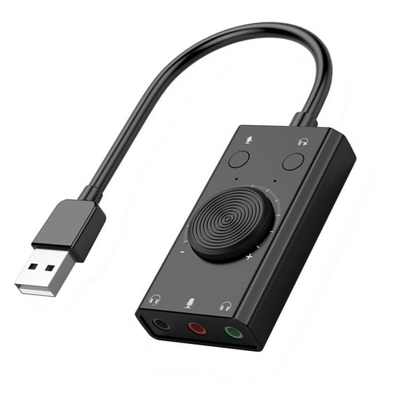USB Sound Adapter External Sound Card with 3.5mm Headphone Microphone Port Suitable for PC Laptop