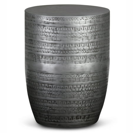 Large Accent Tables Brooklyn + Max Cullen Contemporary 15 inch Wide Metal Large Accent Side Table in Antique Silver, Fully Assembled ()