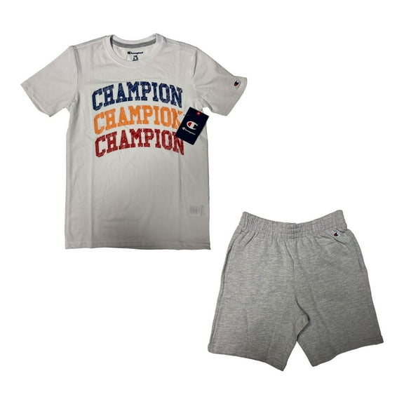 Champion Boy’s Grey White T-Shirt & Short Set (S02)