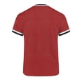 thumbnail image 6 of LMOIPLI Men's Contrast Trim V Neck Short Sleeve T-Shirt Classic Crew Neck Casual Tee Breathable Summer Sporty Top for Daily Red XL, 6 of 6
