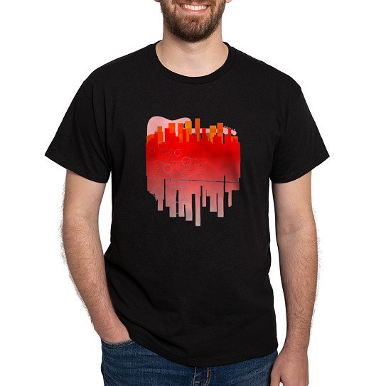 CafePress - Abstract Guitar City T Shirt - Men's Classic Cotton T-Shirts