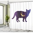 thumbnail image 4 of Ambesonne Cat Shower Curtain, Stars Moon Pattern Animal Art, 69"Wx70"L, Dark Purple Sand Brown, 4 of 4