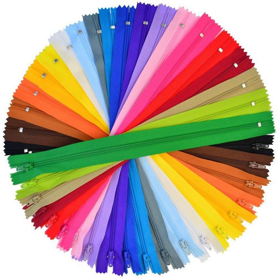 8 Inch 20 Assorted Colors Nylon Zippers for Sewing - 100 Colorful Zippers Replacement Sewing Supplies in Bulk for Tailor, Clothing Repair, and DIY Projects