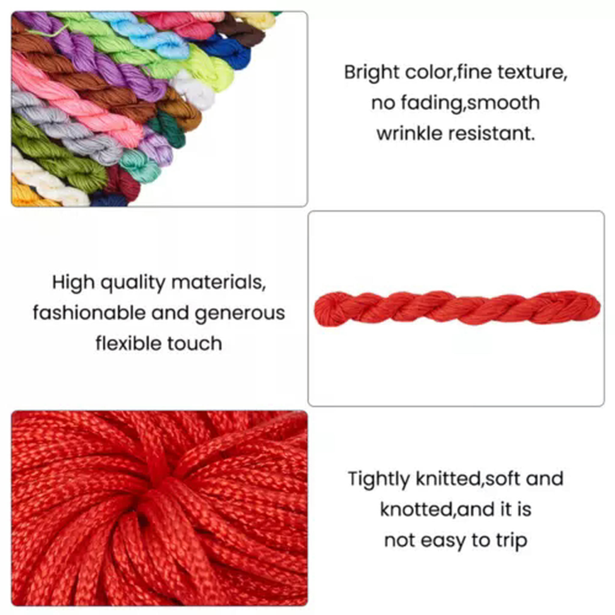 EOEMY 10Bundles/Bag 1mm Nylon Thread Nylon String For Diy Beading Woven Jewelry Making-Colorful