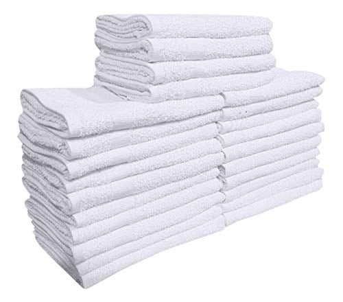 Gym/Spa Bath Towels GOLD TEXTILES 12 New White 22X44 100% Cotton Economy Hotel 