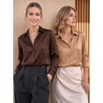 thumbnail image 3 of MOYIKO Button Down Shirts for Women Long Sleeve Stain Silk Collared Work Office Basic Business Dress Shirts Blouses Tops, 3 of 7