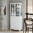 thumbnail image 6 of HLR 72 " Freestanding Kitchen Pantry Storage Sideboard,Glass Display Cabinet with Doors, White, 6 of 7