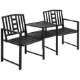 thumbnail image 1 of Outsunny Banc de Jardin avec Table Centrale, Banc d'Extérieur 2 Places, Noir, 1 of 10