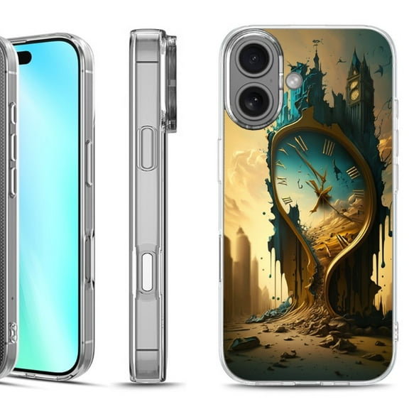 For iphone 16 Phone Case Cover, by OneToughShield - Melting Clock