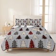 thumbnail image 3 of Quilts Full Size Bedding Set, Gray Christmas Lightweight Quilted Comforter, Xmas Trees Snowflakes Winter Rustic Soft Reversible Bedspread Coverlet with Pillow Covers for All Season, 78" x 90", 3 of 9
