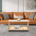 thumbnail image 2 of Rectangular Log Faux Rattan Rectangular Double-layer Bamboo Coffee Table Modern, 2 of 20