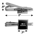 thumbnail image 3 of I Love My Marine USMC White Text on Black Officially Licensed Square Tie Bar Clip Clasp Tack- Silver or Gold, 3 of 6