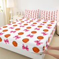 thumbnail image 3 of Manfei Fashion Bow Print Fitted Sheet Full,Basketball Ball Pattern Bed Set,3-Piece,1 Fitted Sheet and 2 Pillowcases, 3 of 6